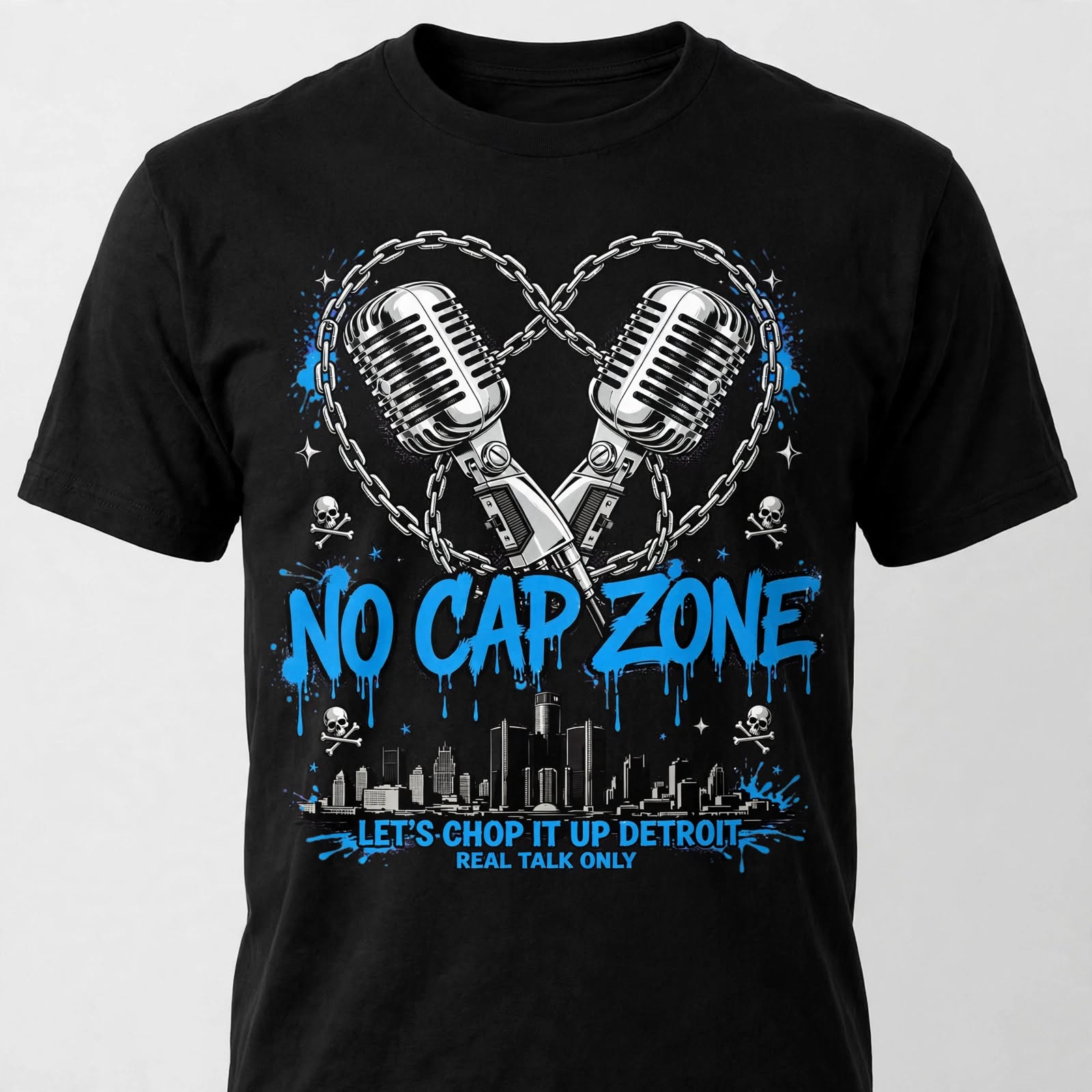 Black No Cap Zone microphone tee